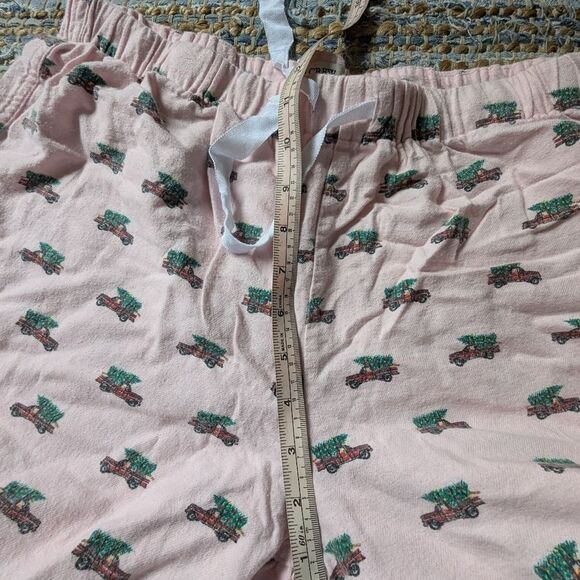 J.Crew Men's Pink Christmas Tree Truck Pajama Pants L Flannel Drawstring Waist - Picture 6 of 8